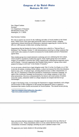 Letter to Secretary of Education